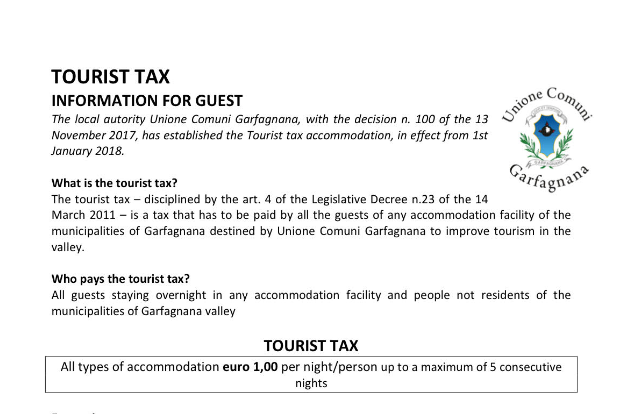 Tourist Tax Information For Guest Le Capanne Holiday House